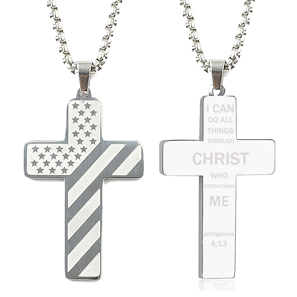 Flag Pattern Cross Pendant Necklace view 19