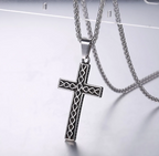 Textured Cross Pendant Necklace view 5
