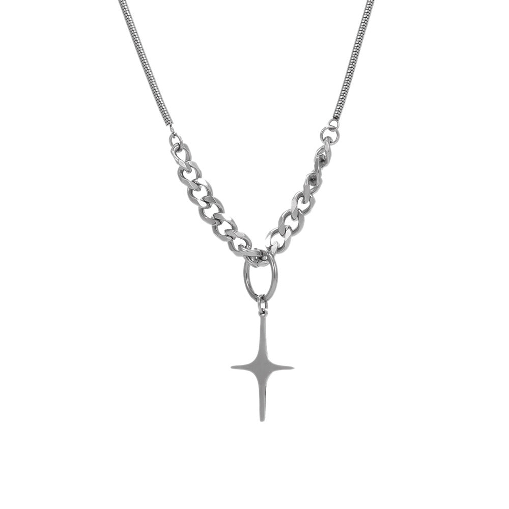 Mixed Chain with Four-Point Star Pendant