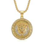 Lion Head Medallion Pendant Necklace view 2