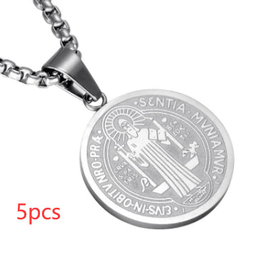 Saint Benedict Medallion Box Chain Necklace view 9