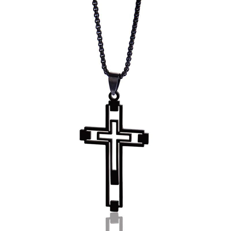 Hollow Double Cross Pendant Necklace view 3