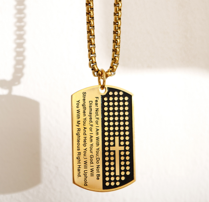 Dog Tag Cross Pendant Necklace view 4