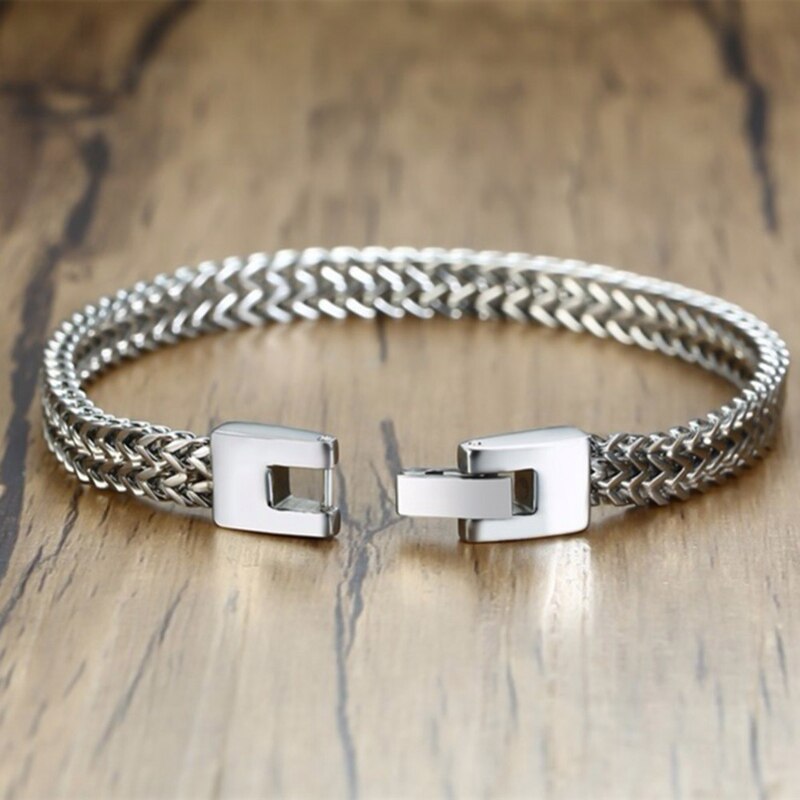 Wheat Link Bracelet in Stainless Steel