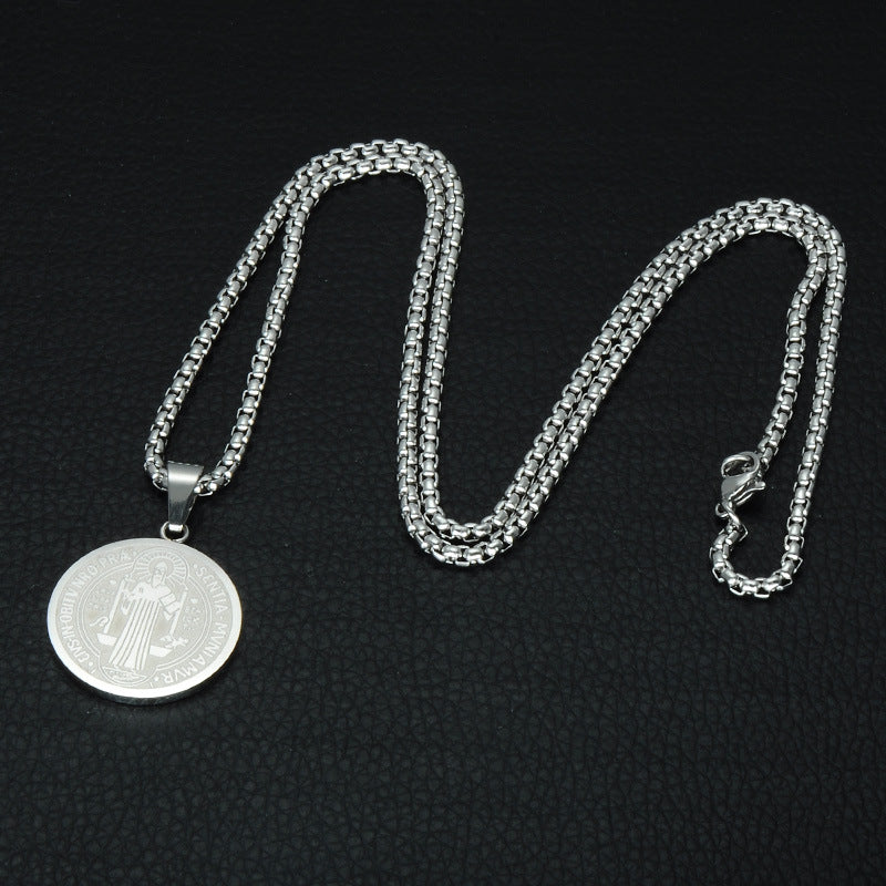 Saint Benedict Medallion Box Chain Necklace view 3