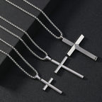 Cylindrical Cross Pendant Necklace view 2