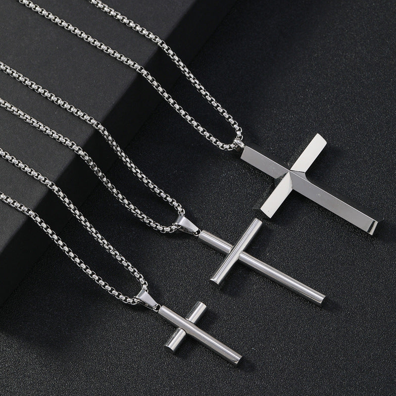 Cylindrical Cross Pendant Necklace view 2