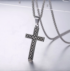 Textured Cross Pendant Necklace view 7