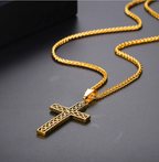 Textured Cross Pendant Necklace view 3