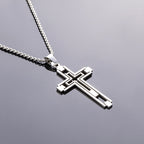 Hollow Double Cross Pendant Necklace view 2