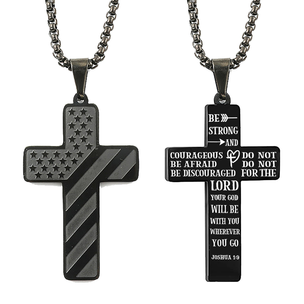 Flag Pattern Cross Pendant Necklace view 12