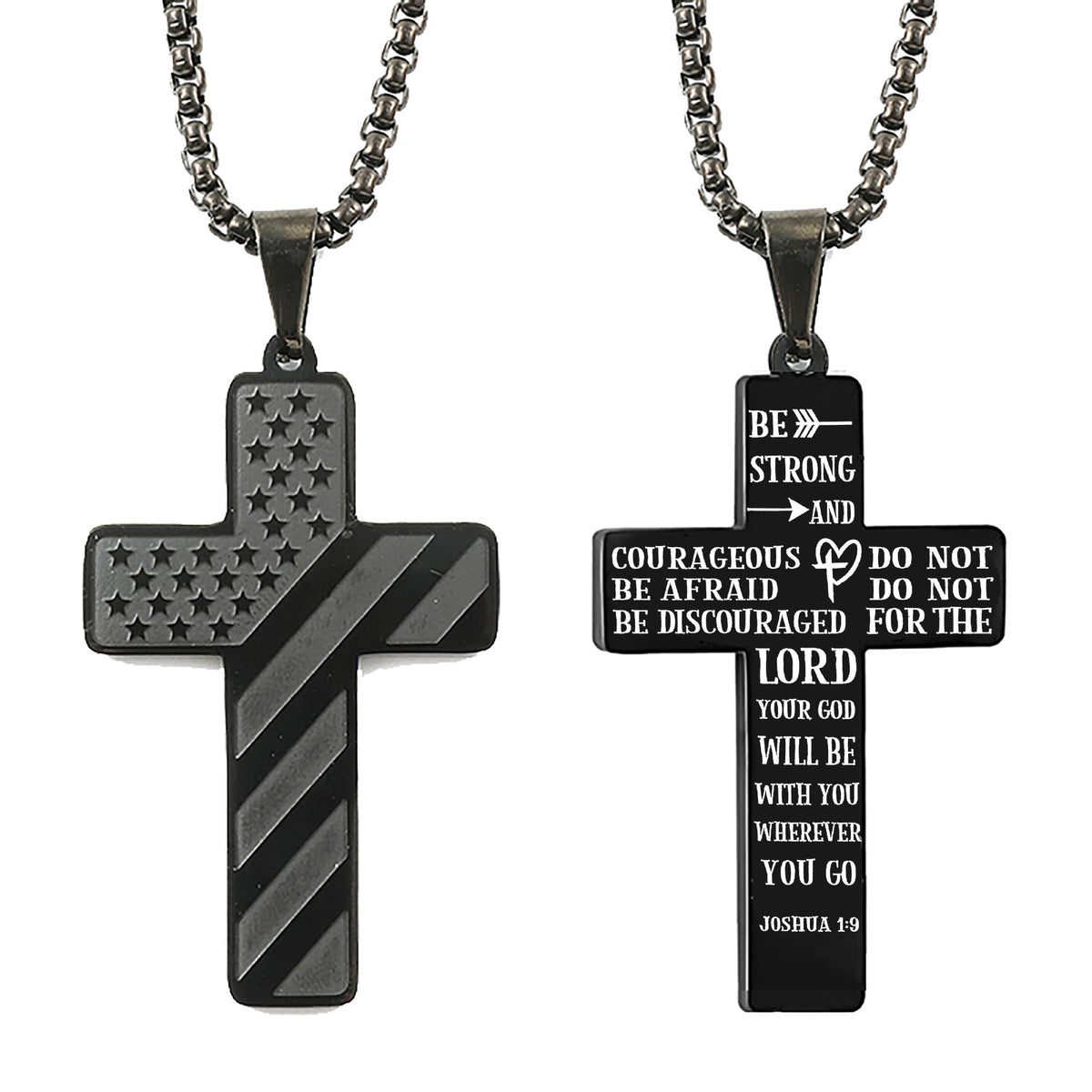 Flag Pattern Cross Pendant Necklace view 12
