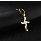 Cross Pendant Necklace with Cable Inlay view 4