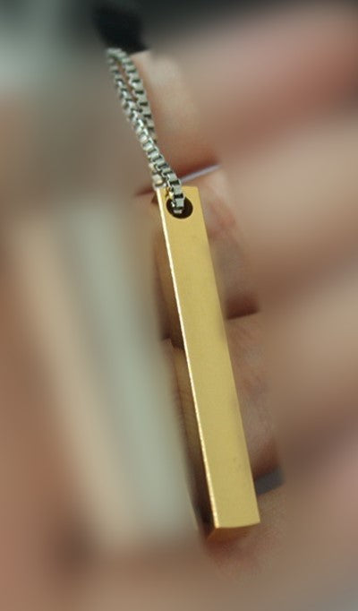 Titanium Steel Box Chain with Bar Pendant view 5