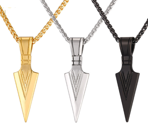 Arrowhead Pendant Wheat Chain Necklace view 4