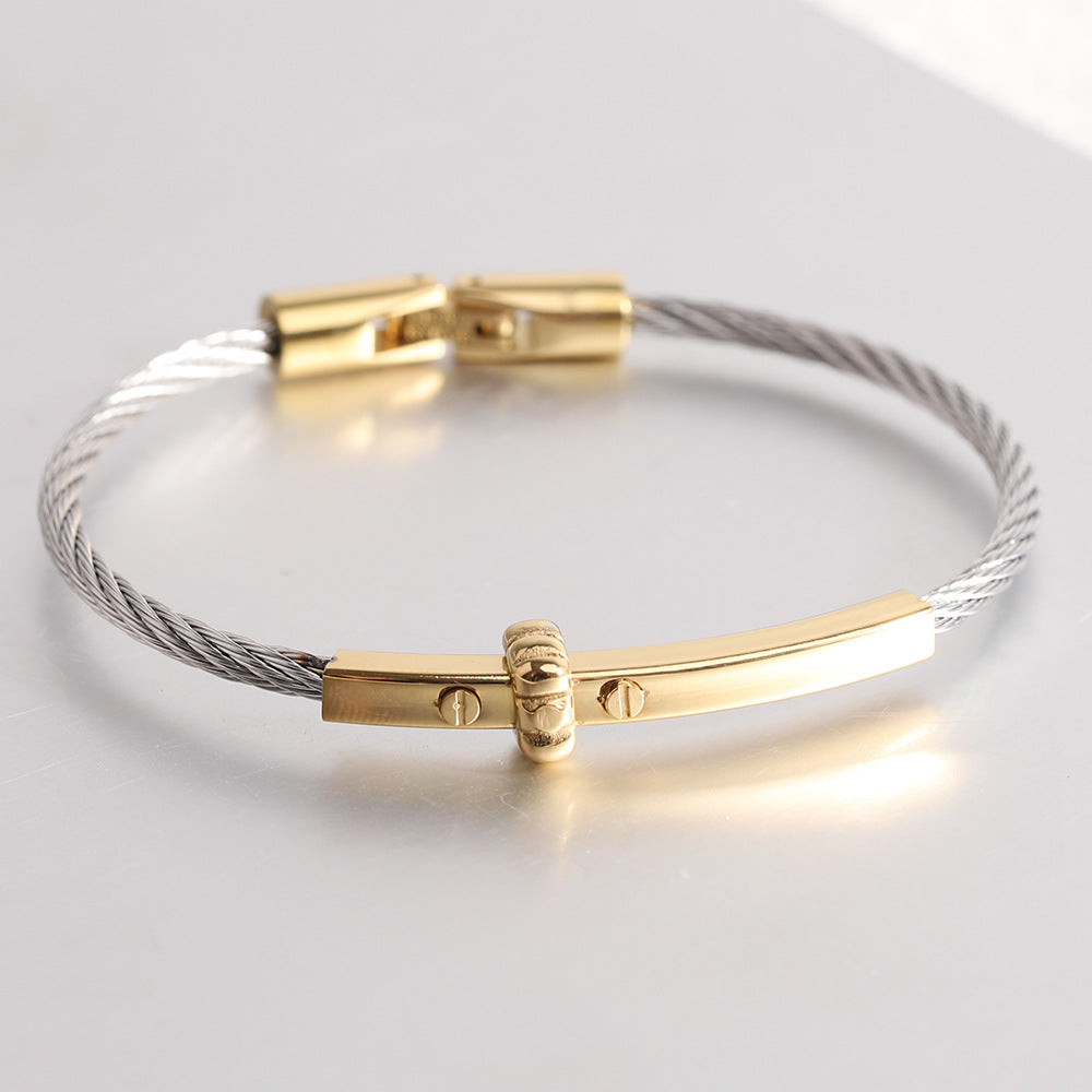 Cable Bracelet with Bar Detail view 5