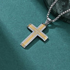 Two-Tone Inlaid Cross Pendant Necklace view 8