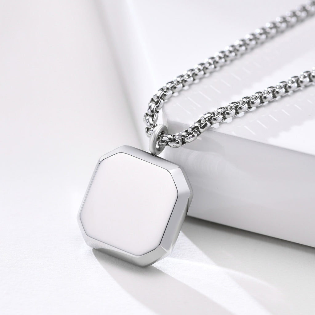 Square Pendant Box Chain Necklace view 2