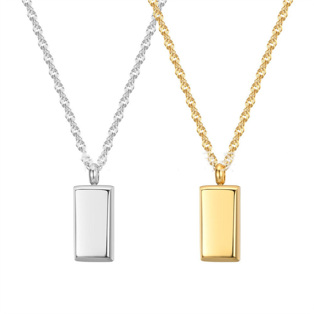 Rectangular Bar Pendant Necklace view 3