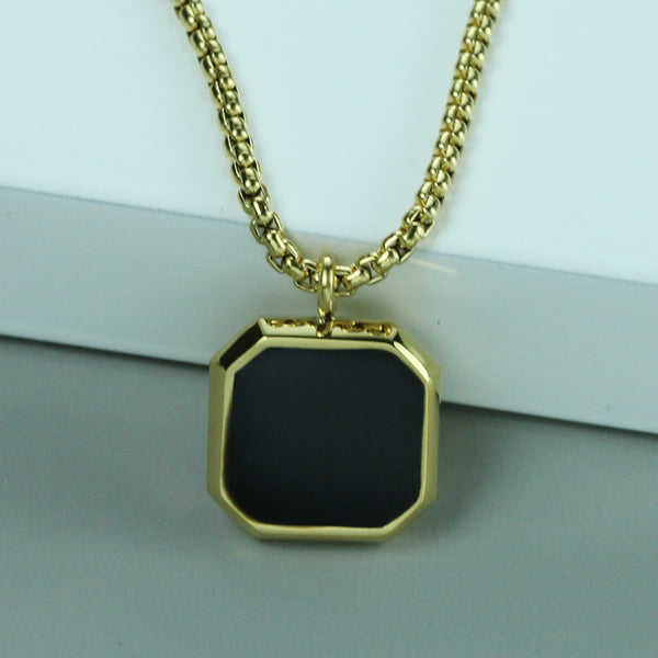 Square Pendant Box Chain Necklace view 8