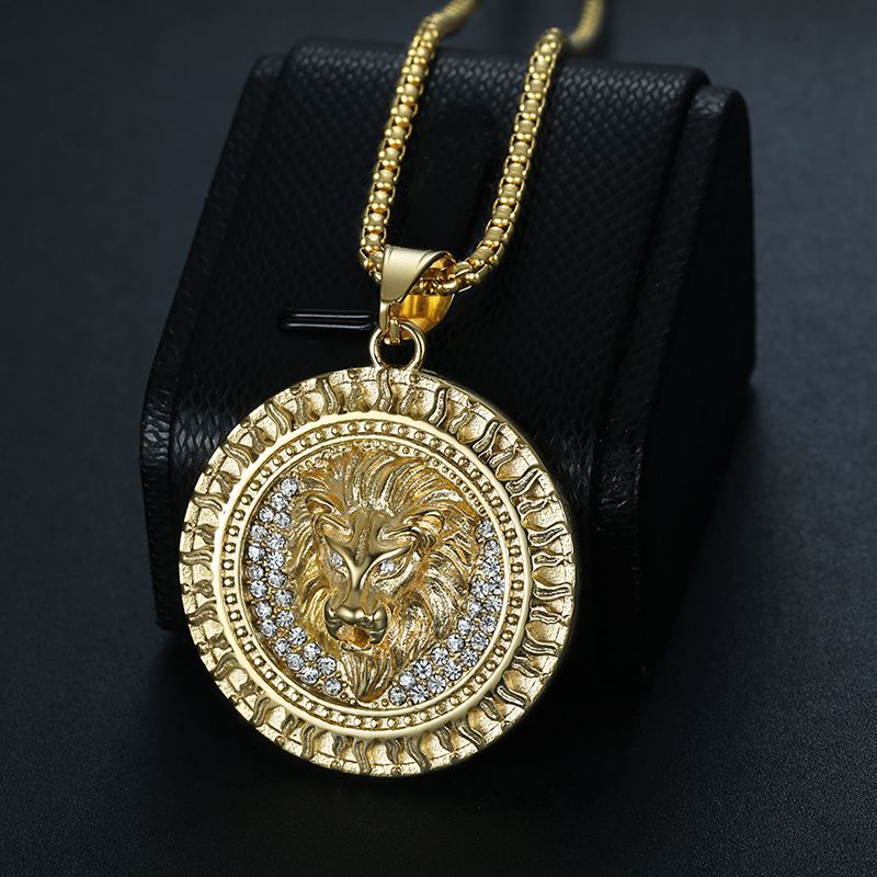 Lion Head Medallion Pendant Necklace view 6