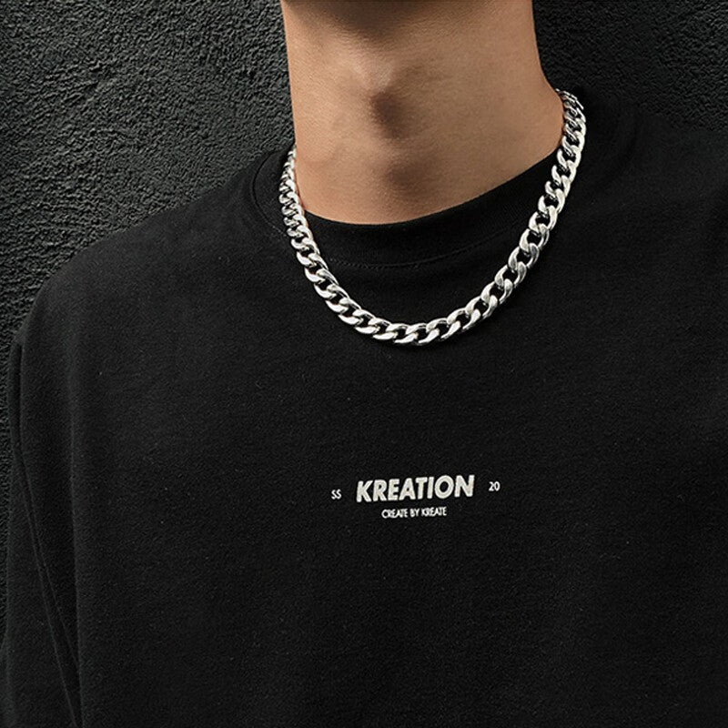 Bold Cuban Link Chain in Titanium Steel view 3