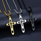 Hollow Double Cross Pendant Necklace view 6