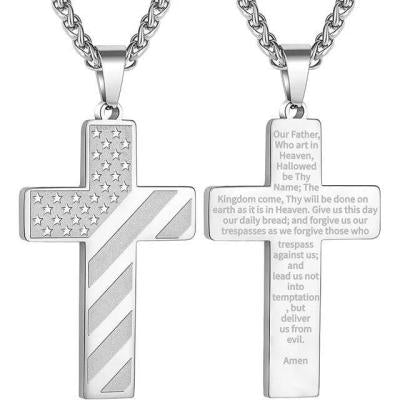 Flag Pattern Cross Pendant Necklace view 23