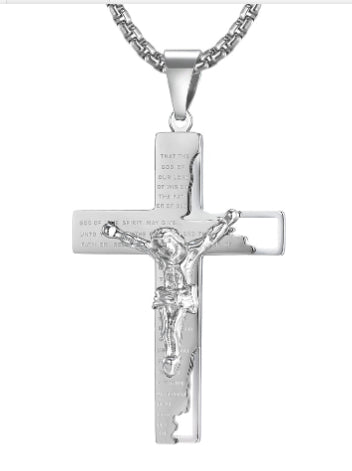 Crucifix Pendant Necklace in Titanium Steel view 2