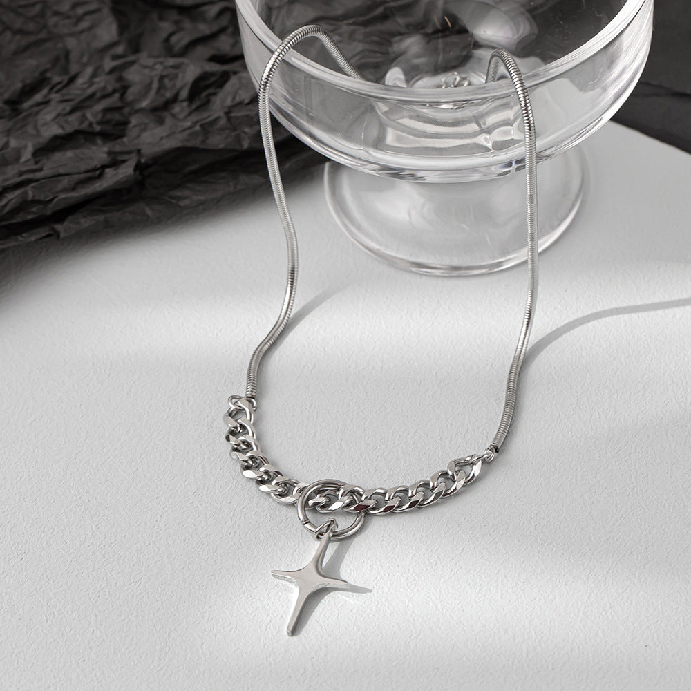 Mixed Chain with Four-Point Star Pendant view 2