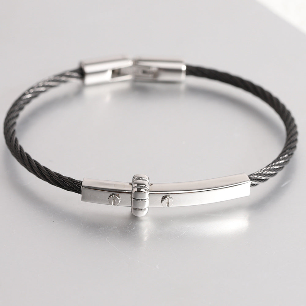 Cable Bracelet with Bar Detail view 2