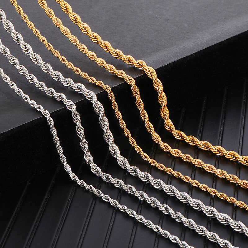 Rope Chain Necklace in Stainless Steel view 6