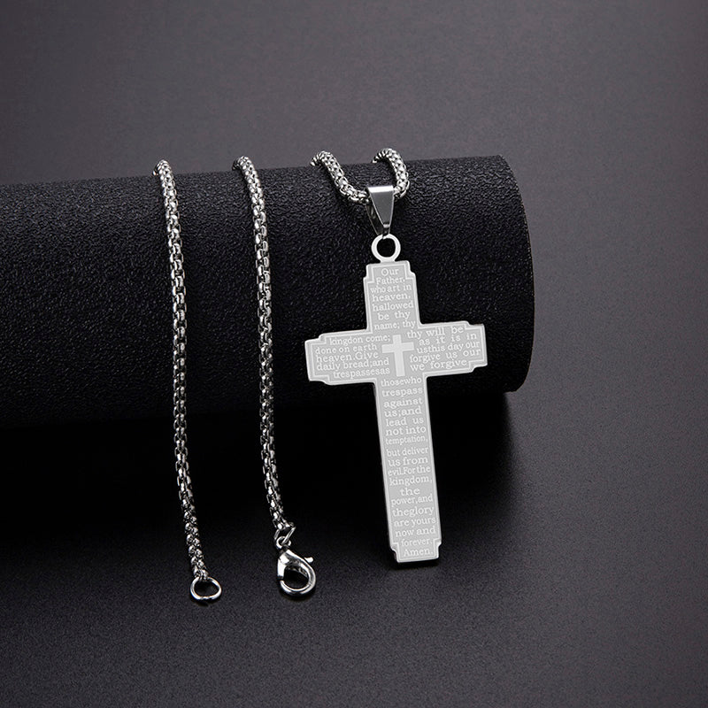 Lord's Prayer Cross Pendant Necklace view 9