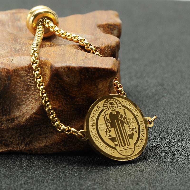 Saint Benedict Medallion Box Chain Bracelet view 5