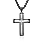 Two-Tone Inlaid Cross Pendant Necklace view 6