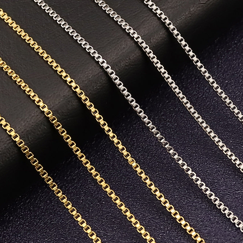 Box Chain Necklace in Titanium Steel view 3