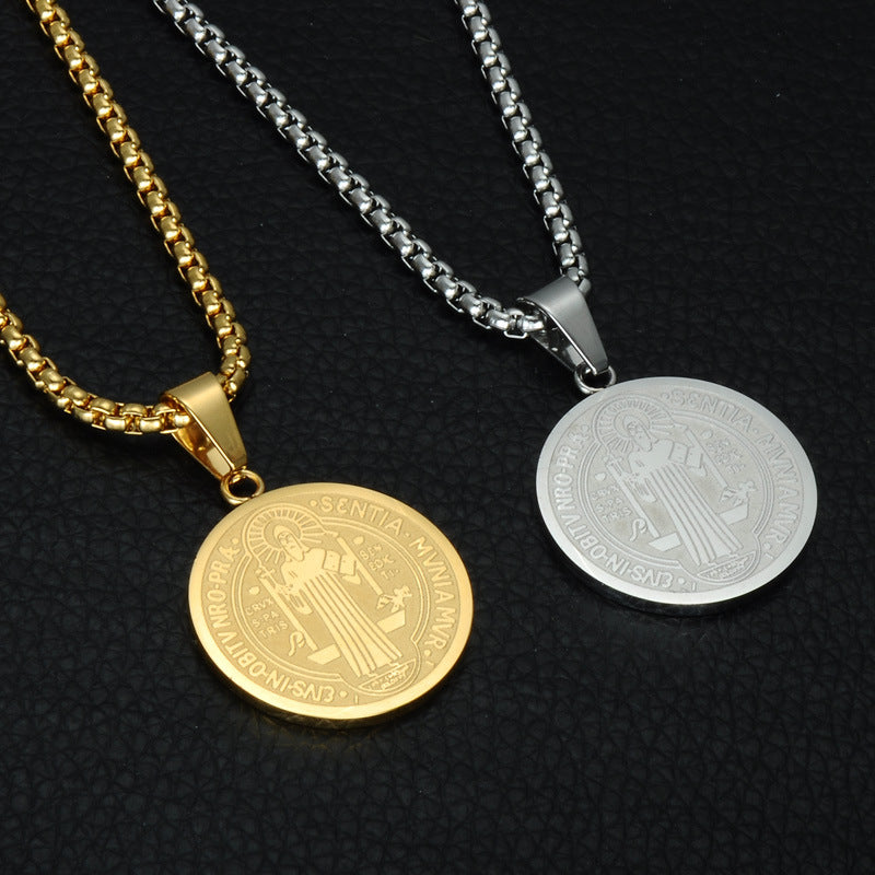 Saint Benedict Medallion Box Chain Necklace view 11