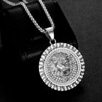 Lion Head Medallion Pendant Necklace view 4