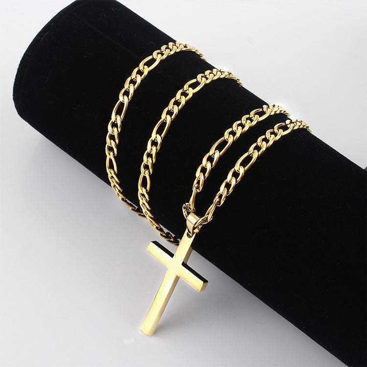 Figaro Chain with Cross Pendant view 3