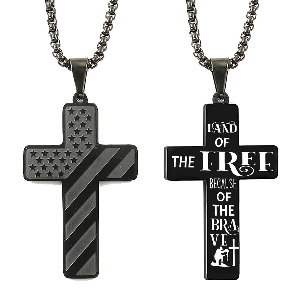 Flag Pattern Cross Pendant Necklace view 16