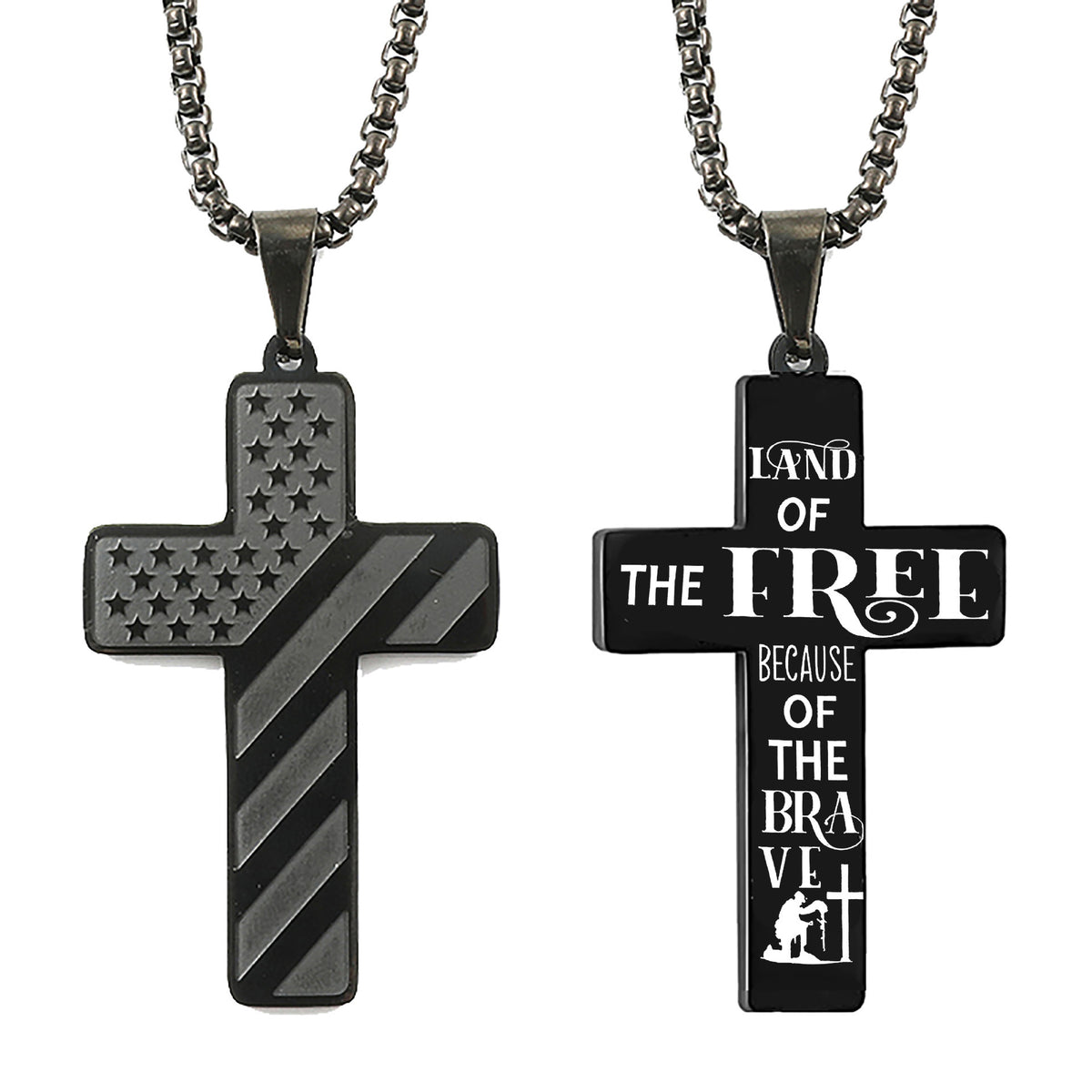 Flag Pattern Cross Pendant Necklace view 16