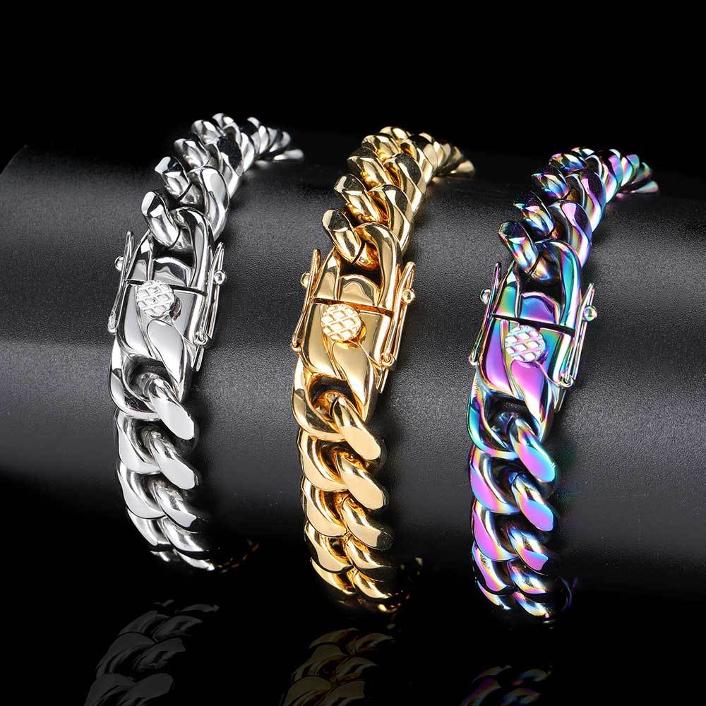 Cuban Link Chain Bracelet with Box Clasp