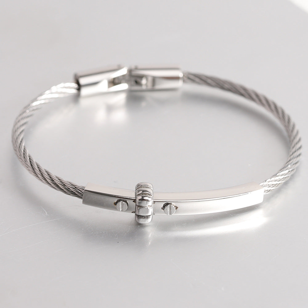 Cable Bracelet with Bar Detail view 4