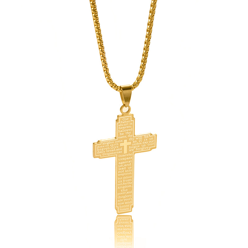 Lord's Prayer Cross Pendant Necklace view 8