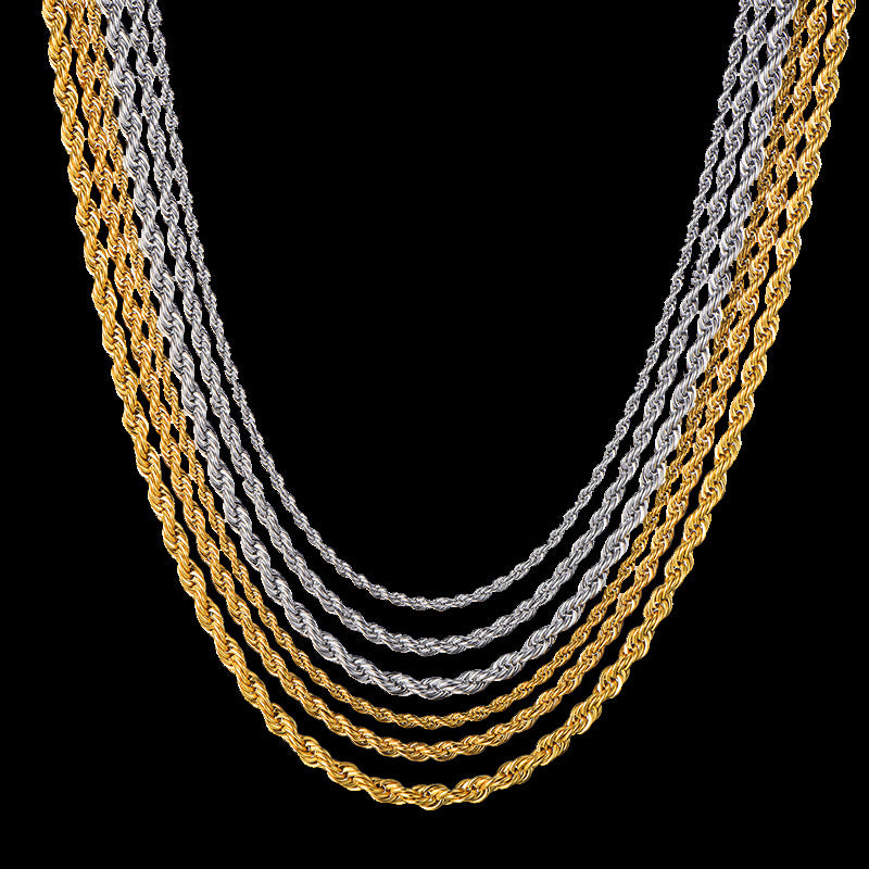 Rope Chain Necklace in Stainless Steel view 4