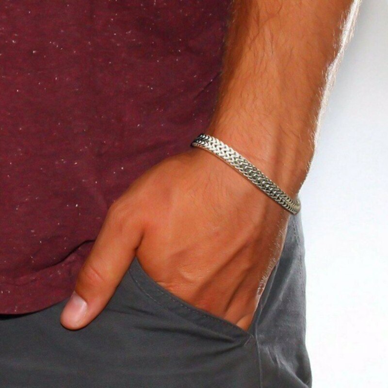 Wheat Link Bracelet in Stainless Steel view 2