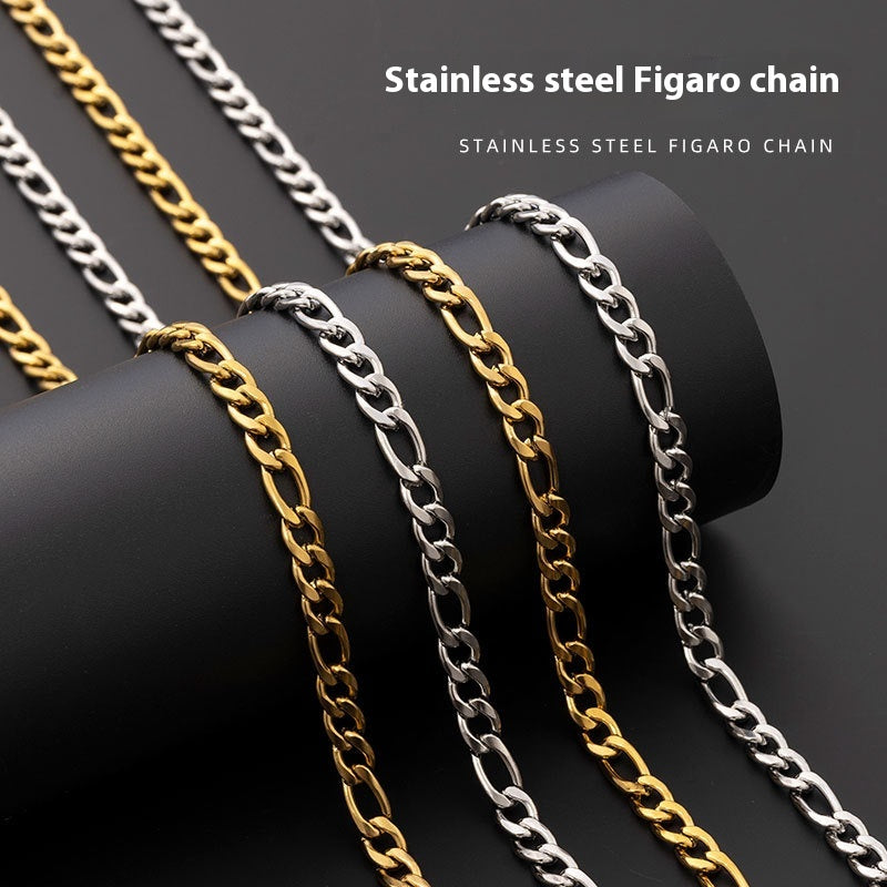 Figaro Chain Necklace in Stainless Steel view 8