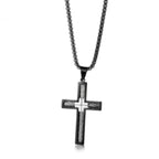 Cross Pendant Necklace with Cable Inlay view 5