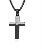 Two-Tone Inlaid Cross Pendant Necklace view 7