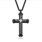 Two-Tone Inlaid Cross Pendant Necklace view 10
